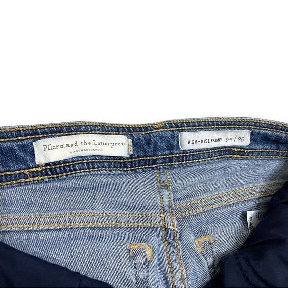 Pilcro and the Letterpress High Rise Skinny Jeans Blue Size 25 Measures 27x26 - Picture 6 of 8